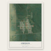 Oberon, North Dakota map print, the full design
