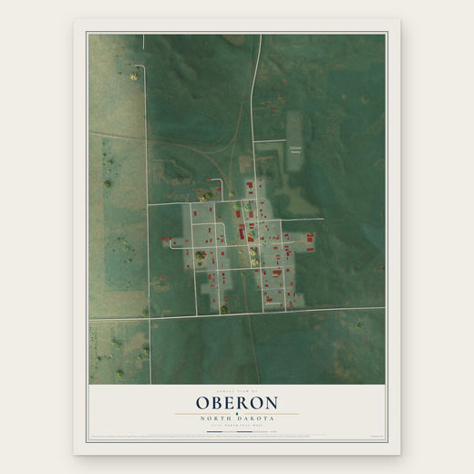 Oberon, North Dakota map print, the full design