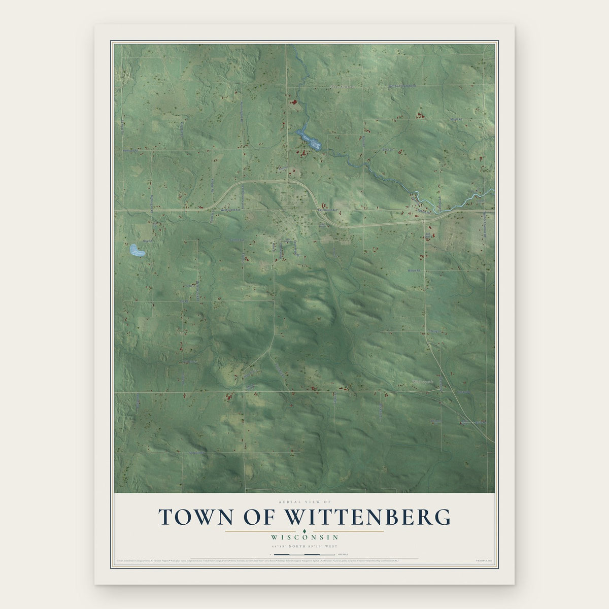 Town of Wittenberg, Wisconsin map print, the full design