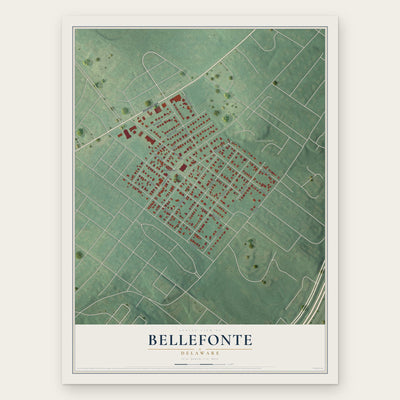Bellefonte, Delaware map print, the full design