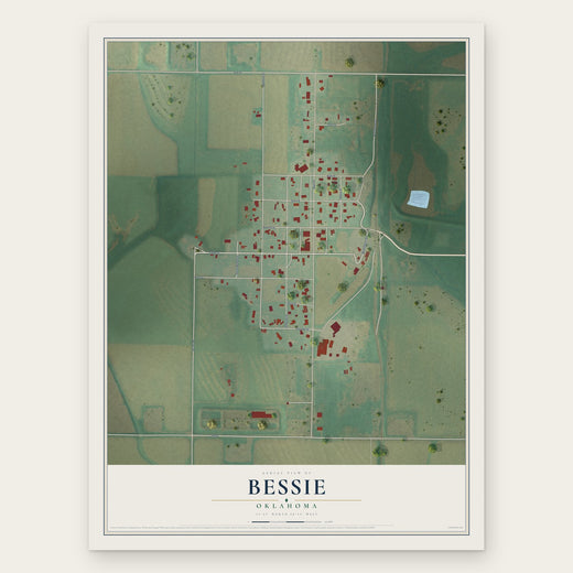 Bessie, Oklahoma map print, the full design