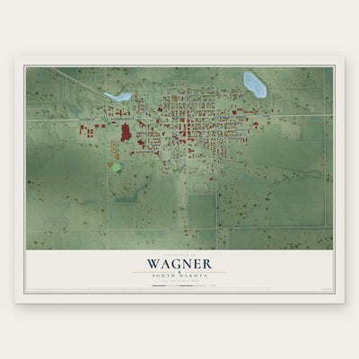 Wagner, South Dakota map print, the full design