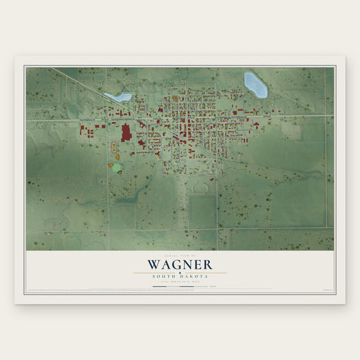 Wagner, South Dakota map print, the full design