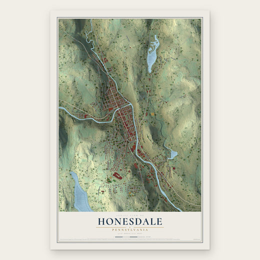 Honesdale, Pennsylvania map print, the full design