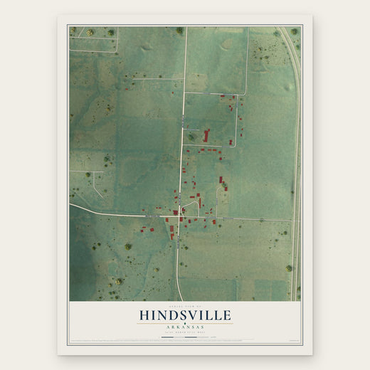 Hindsville, Arkansas map print, the full design