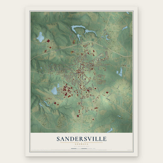 Sandersville, Georgia map print, the full design