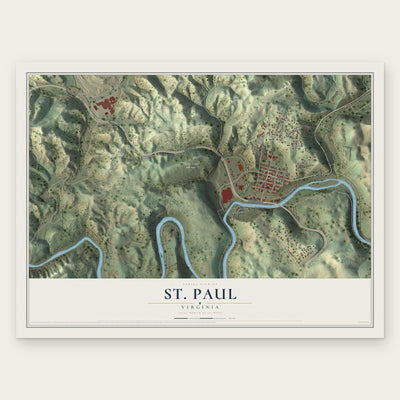 St. Paul, Virginia map print, the full design