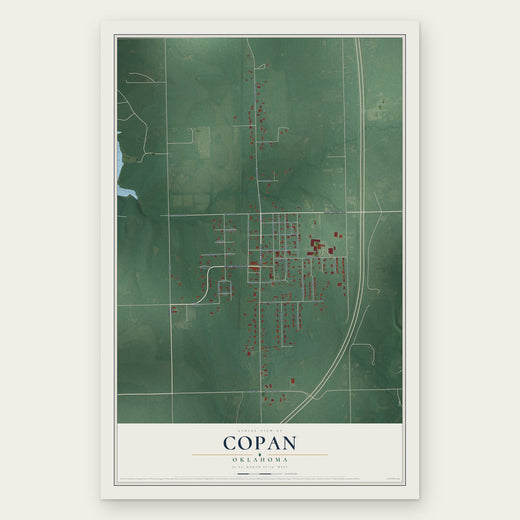 Copan, Oklahoma map print, the full design