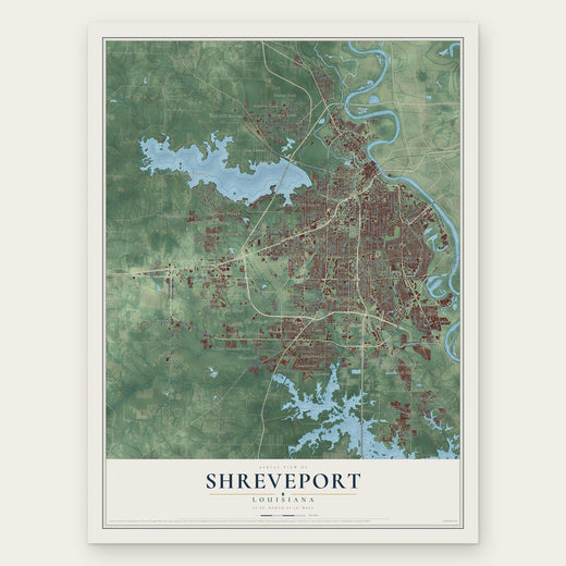 Shreveport, Louisiana map print, the full design