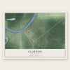 Clayton, Louisiana map print, the full design