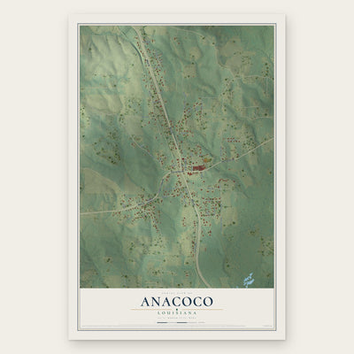 Anacoco, Louisiana map print, the full design