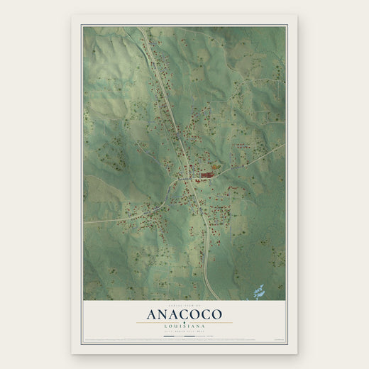 Anacoco, Louisiana map print, the full design