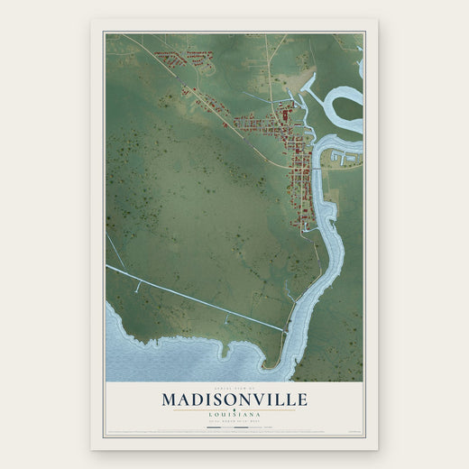 Madisonville, Louisiana map print, the full design