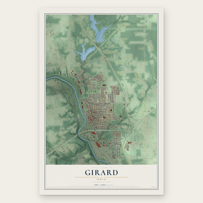 Girard, Ohio map print, the full design