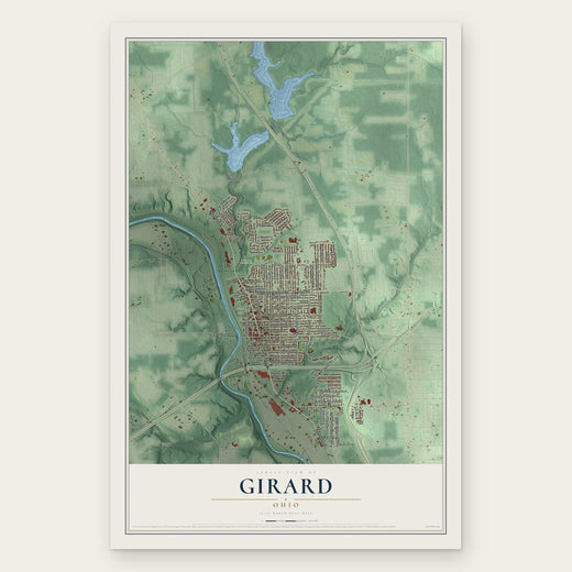 Girard, Ohio map print, the full design