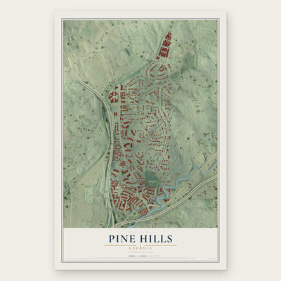 Pine Hills, Georgia map print, the full design