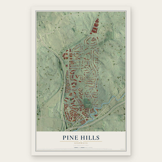Pine Hills, Georgia map print, the full design