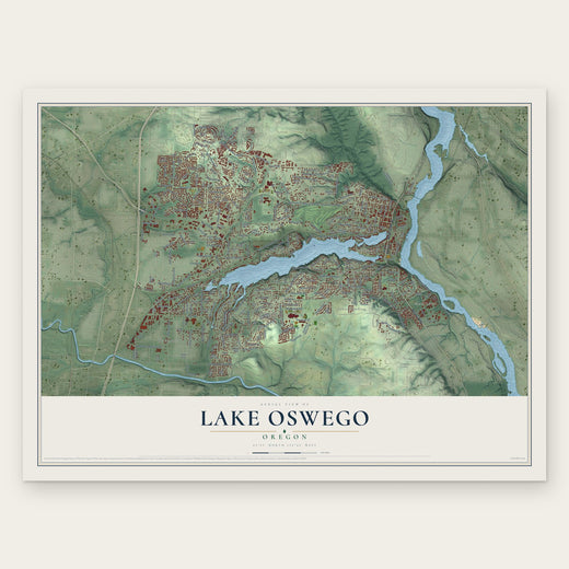 Lake Oswego, Oregon map print, the full design