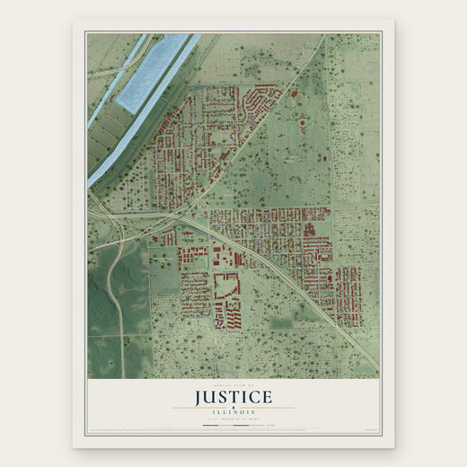 Justice, Illinois map print, the full design