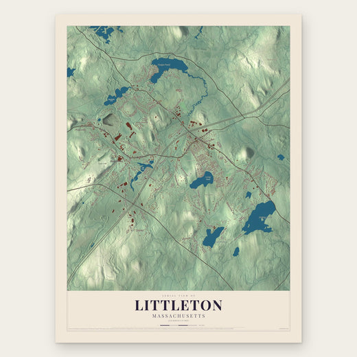 Littleton, Massachusetts map print, the full design