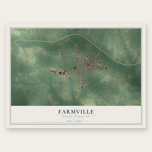 Farmville, North Carolina map print, the full design