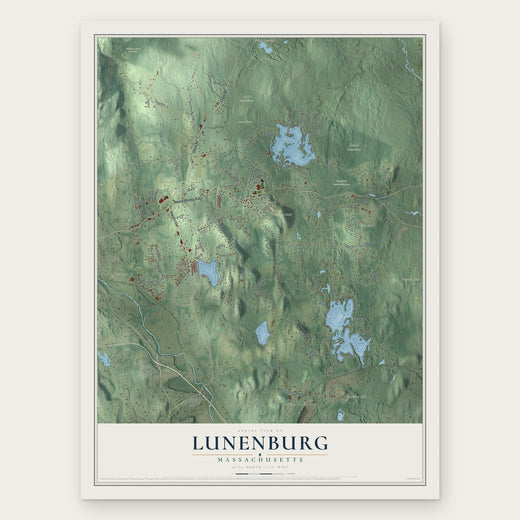 Lunenburg, Massachusetts map print, the full design