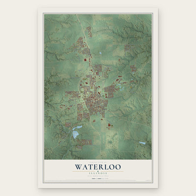 Waterloo, Illinois map print, the full design