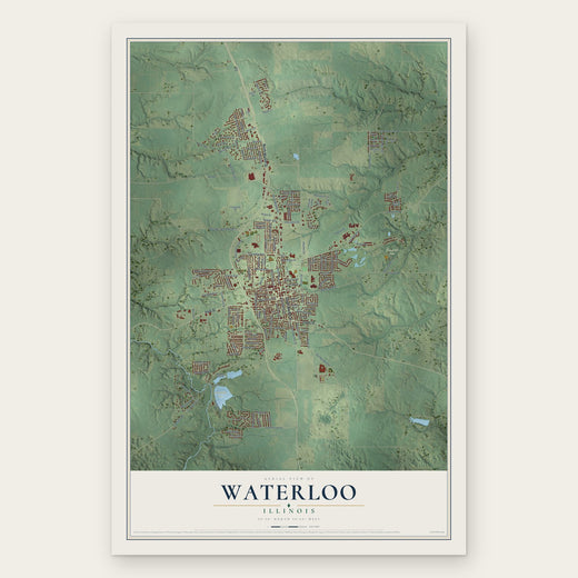 Waterloo, Illinois map print, the full design