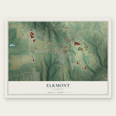 Elkmont, Alabama map print, the full design
