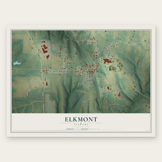 Elkmont, Alabama map print, the full design