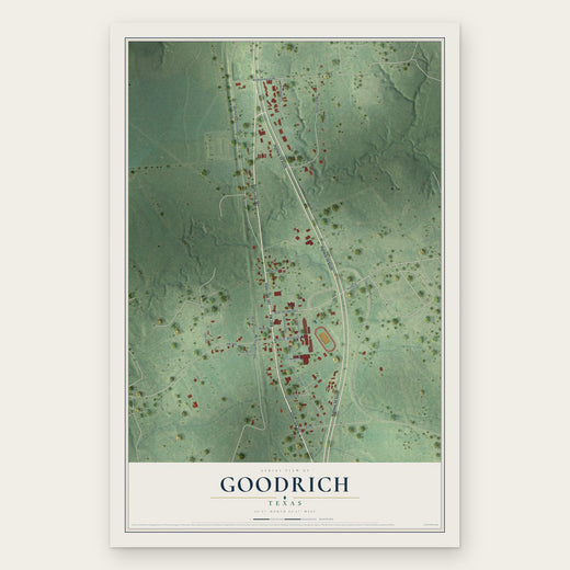 Goodrich, Texas map print, the full design