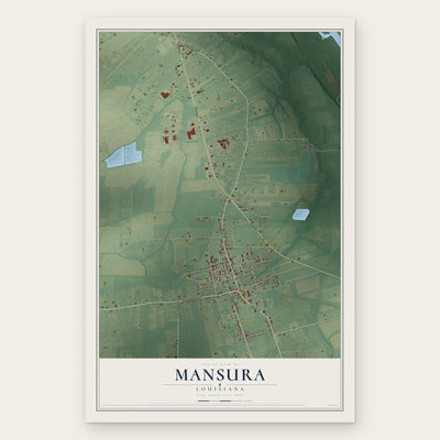 Mansura, Louisiana map print, the full design