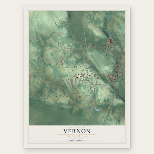 Vernon, Pennsylvania map print, the full design