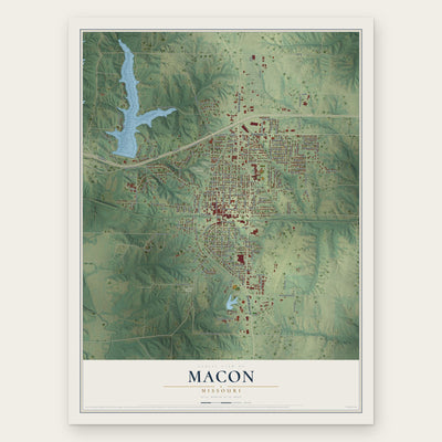 Macon, Missouri map print, the full design