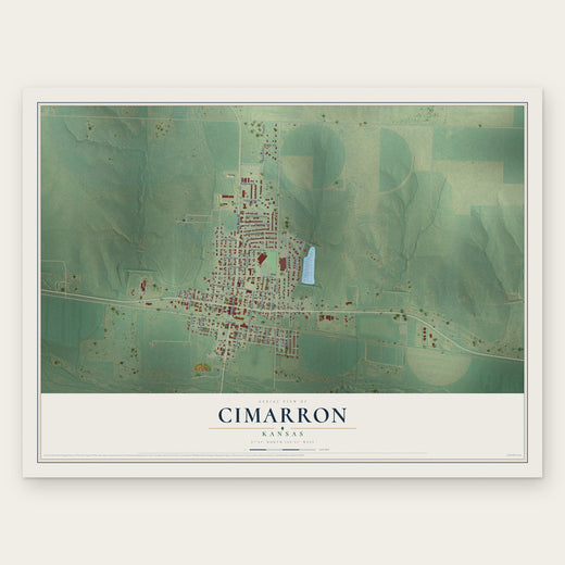 Cimarron, Kansas map print, the full design