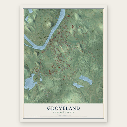 Groveland, Massachusetts map print, the full design
