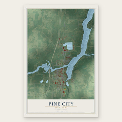Pine City, Minnesota map print, the full design
