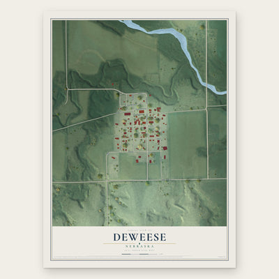 Deweese, Nebraska map print, the full design