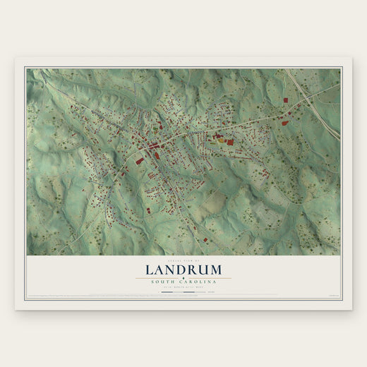 Landrum, South Carolina map print, the full design