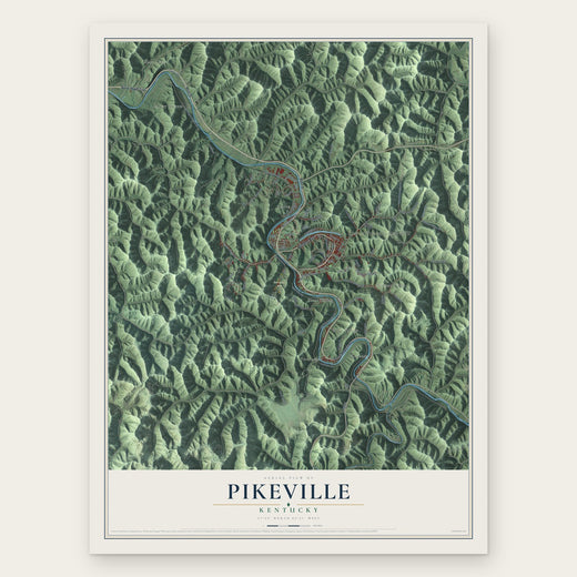 Pikeville, Kentucky map print, the full design