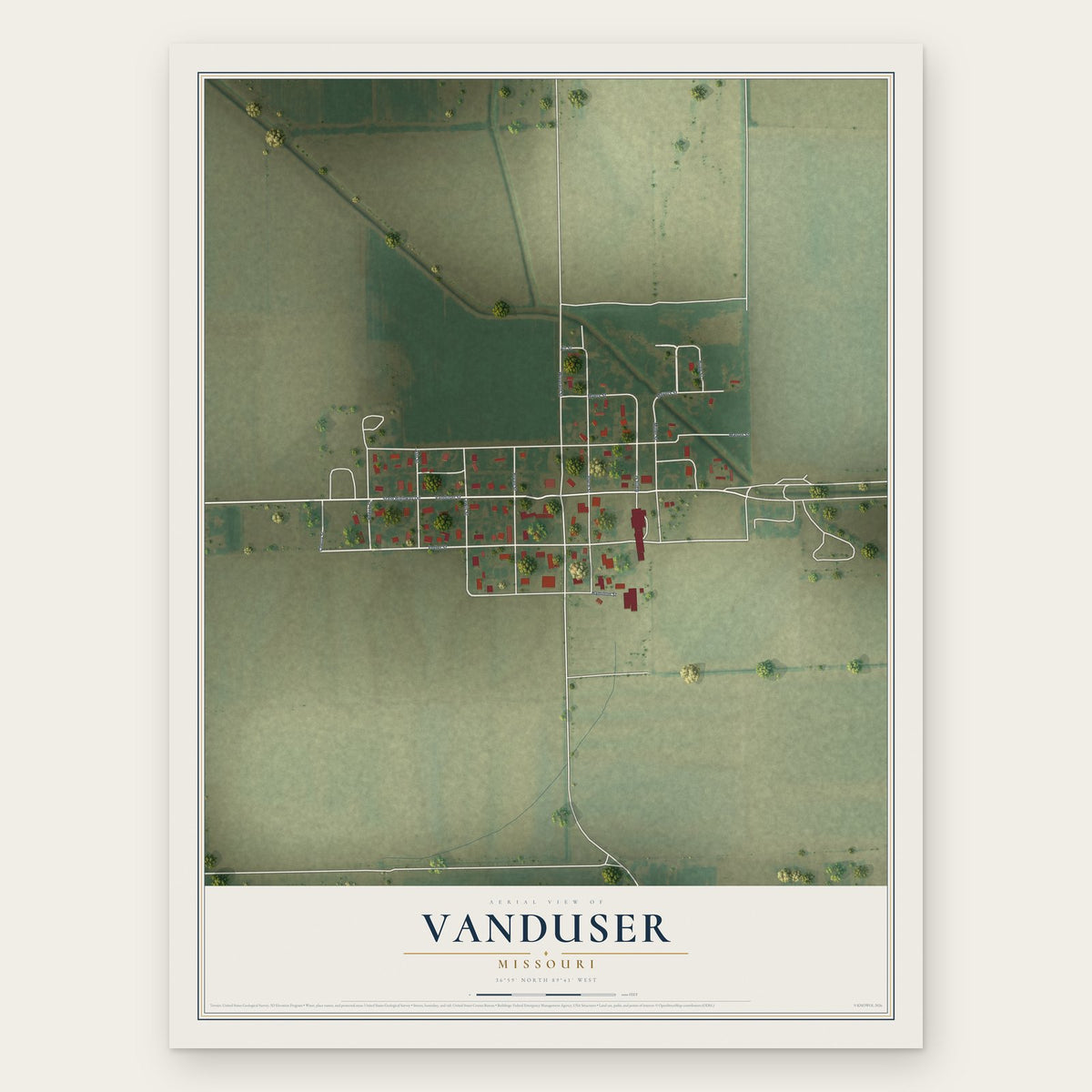 Vanduser, Missouri map print, the full design