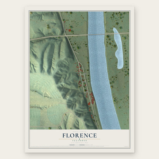 Florence, Illinois map print, the full design
