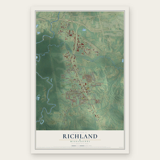 Richland, Mississippi map print, the full design