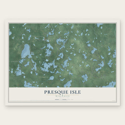 Presque Isle, Wisconsin map print, the full design