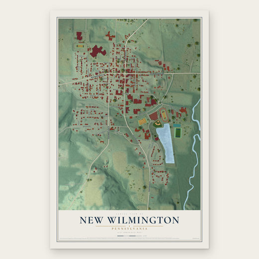 New Wilmington, Pennsylvania map print, the full design