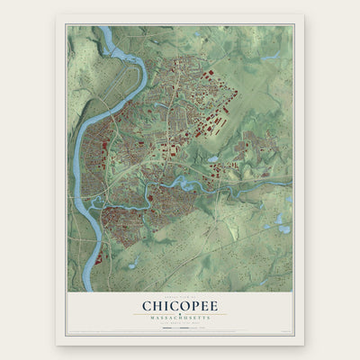 Chicopee, Massachusetts map print, the full design
