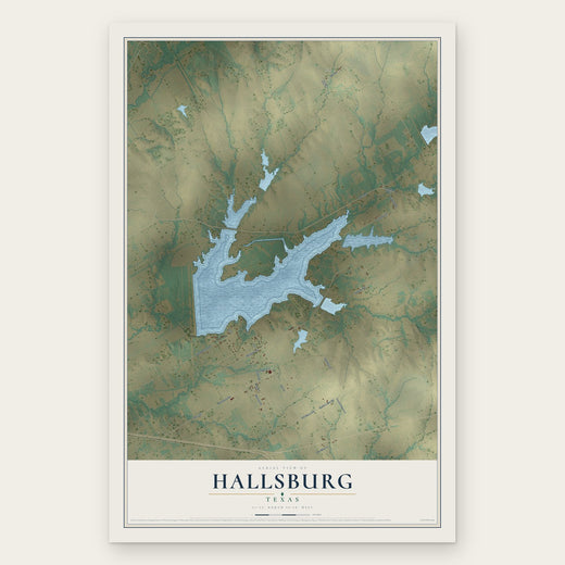 Hallsburg, Texas map print, the full design