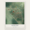 Hazelton, North Dakota map print, the full design