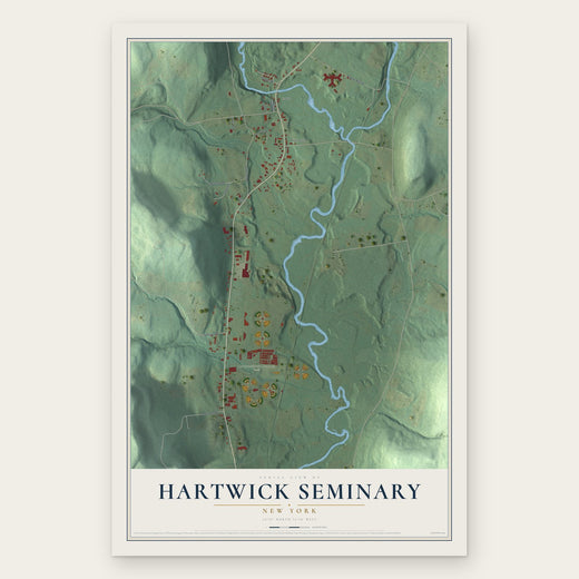 Hartwick Seminary, New York map print, the full design