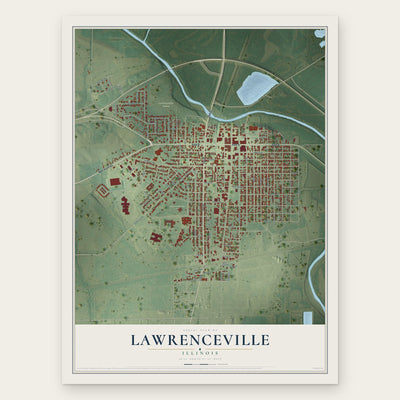 Lawrenceville, Illinois map print, the full design